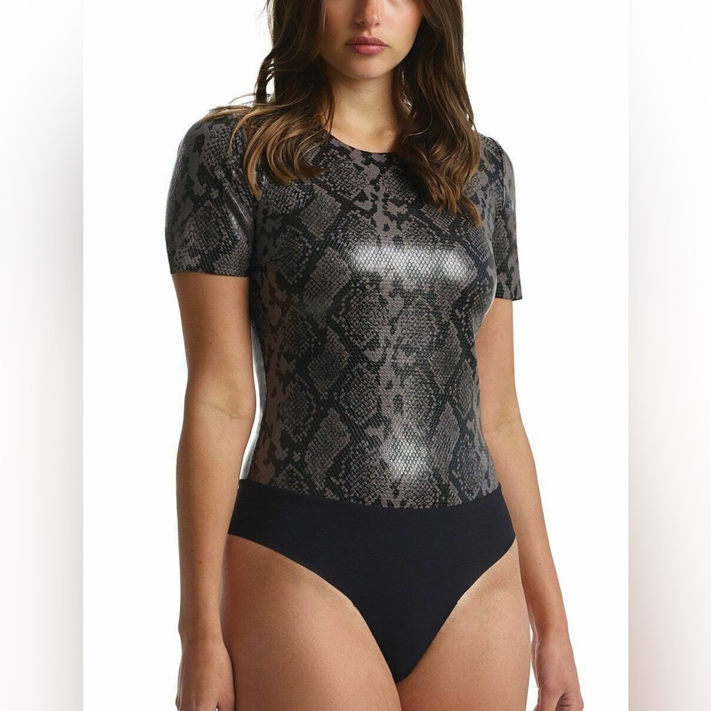Commando Grey Snake Faux Leather Bodysuit Size Small